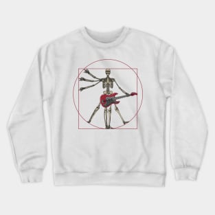 Vitruvian Skeleton Da Vinci Playing Electric Guitar Player and Skeleton Lover Design Crewneck Sweatshirt